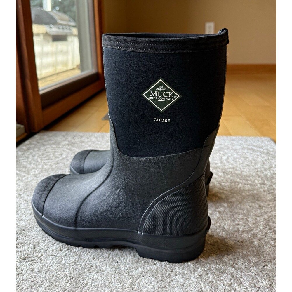 Muck Boot Company Chore Black Rubber Pull-On Mid-Calf Rain Boots